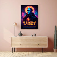 St. Thomas Aquinas Neon Portrait Cultural or Heritage Poster
