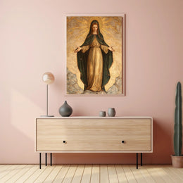 Religious Iconography Poster: Virgin Mary in Golden Aura