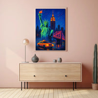 New York City Neon Cityscape Poster Modern Wall Art