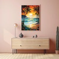 Tropical Beach Sunset Serenity Poster - Travel Poster