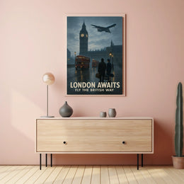 London's Timeless Iconic Twilight Vintage Travel Poster
