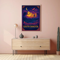 Mount Rushmore Night Poster Vintage South Dakota