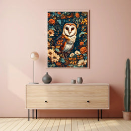 Enchanted Owl In Bloom William Morris Art Poster