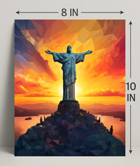 Sunset Over Christ The Redeemer Poster