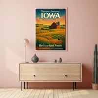 Iowa Heartland Vintage Travel Poster