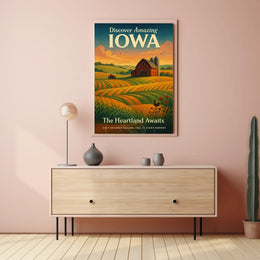 Iowa Heartland Vintage Travel Poster