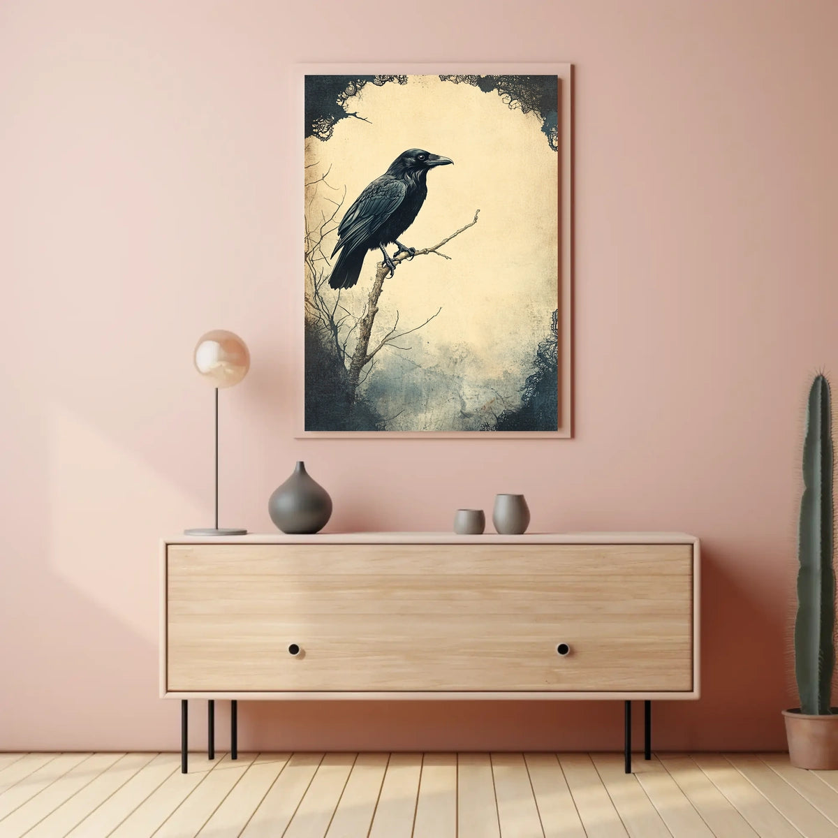 Mysterious Raven Illustrated Artistic Animal Poster