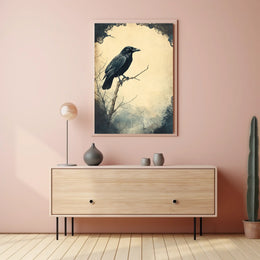 Mysterious Raven Illustrated Artistic Animal Poster