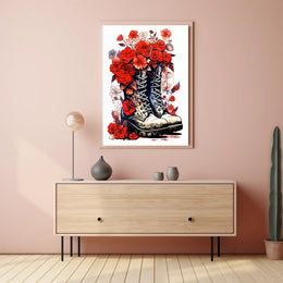 Floral Boots A Fusion Of Nature And Poster