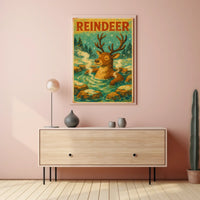 Relaxed Reindeer in Nature Animal Poster