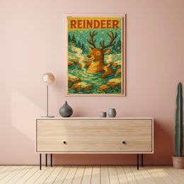 Relaxed Reindeer in Nature Animal Poster