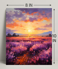 Sunset Over Lavender Fields Poster