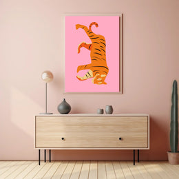 Tiger's Playful Dance: Abstract or Artistic Poster PosterGoat