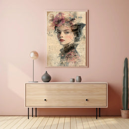 Vintage Dreamy Woman Floral Art Print - Abstract or Artistic Poster