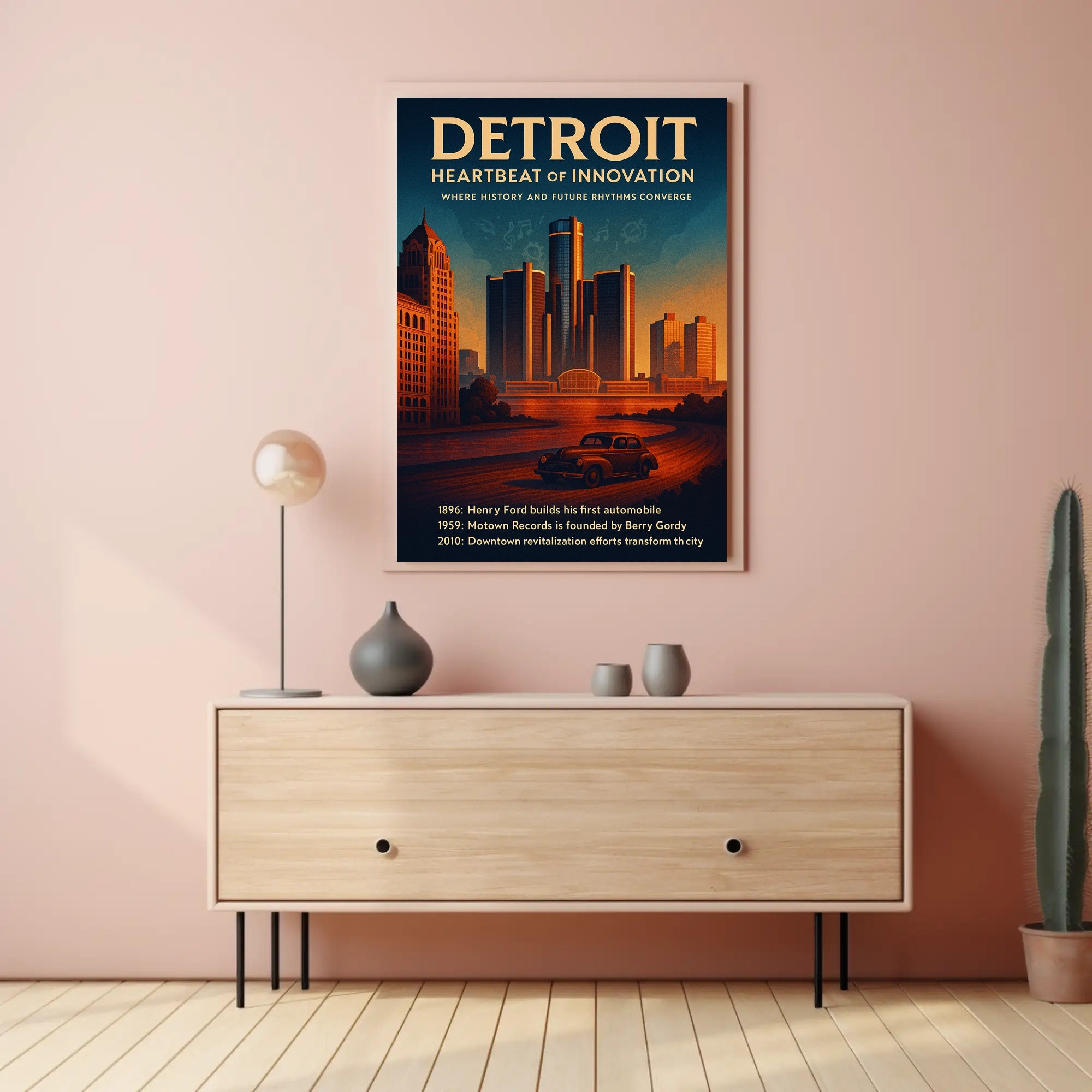 Detroit Heartbeat of Innovation Poster Art Print PosterGoat