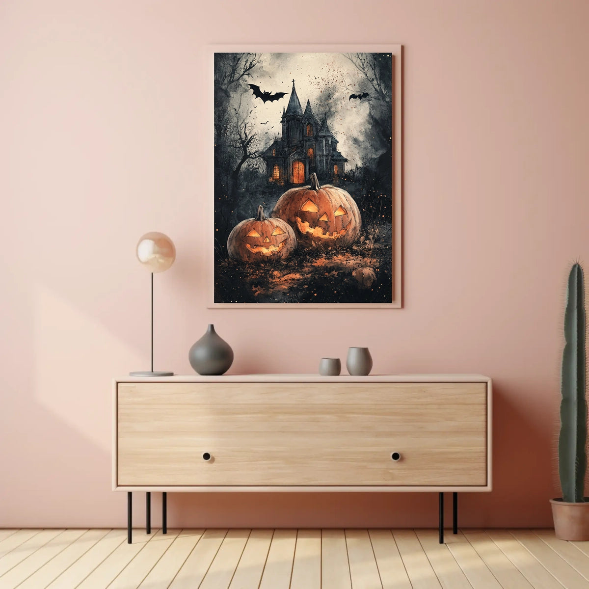 Spooky Gothic Mansion Halloween Scene - Cultural Poster