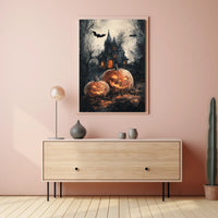 Spooky Gothic Mansion Halloween Scene - Cultural Poster