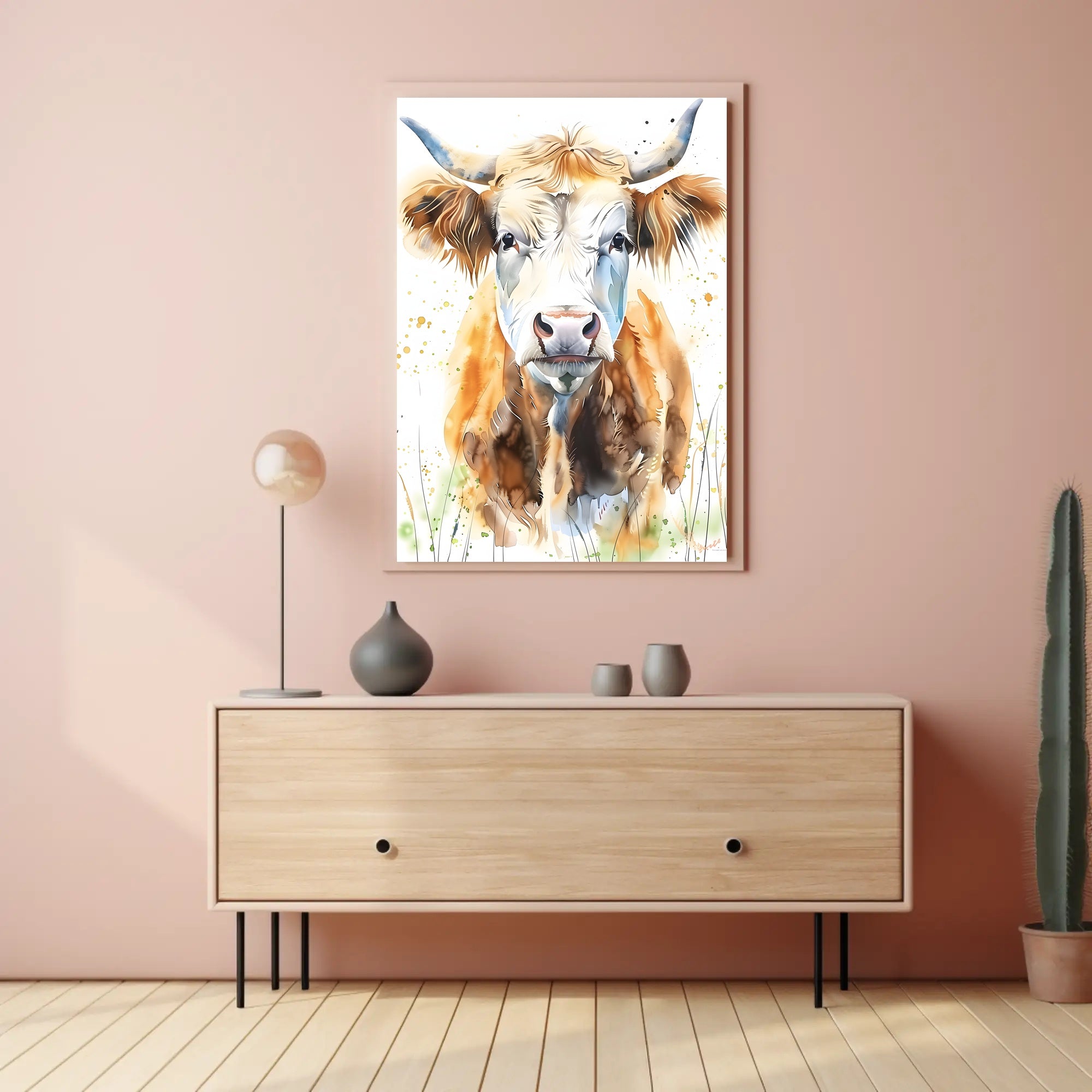 Cow Watercolor Wall Art Poster Rustic Farmhouse Print