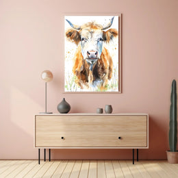 Cow Watercolor Wall Art Poster Rustic Farmhouse Print