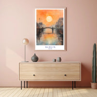 Sunset Over Dublin Bridge Poster PosterGoat
