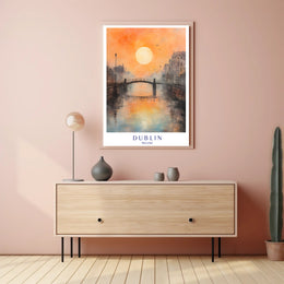 Sunset Over Dublin Bridge Poster PosterGoat