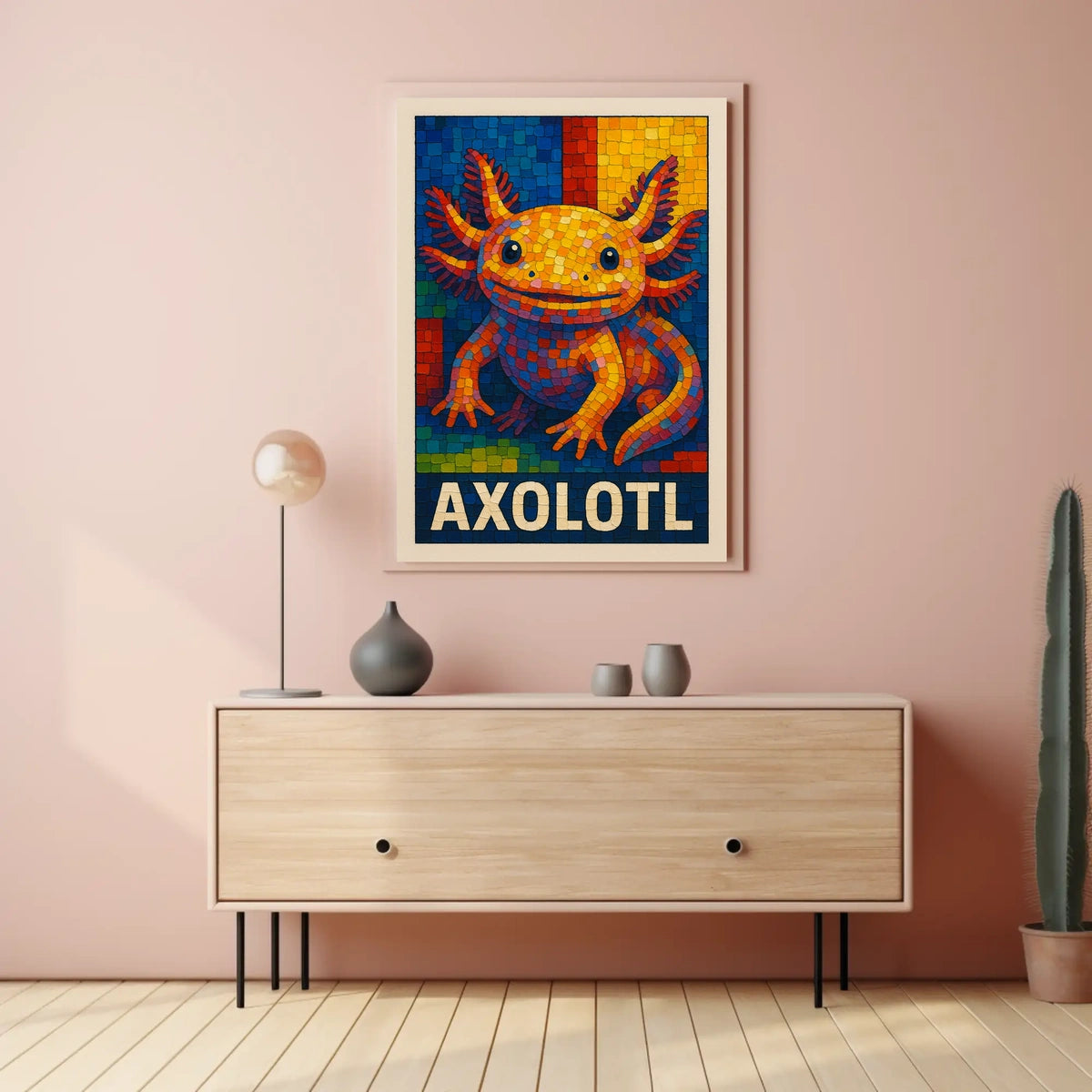 Axolotl Mosaic Art Poster