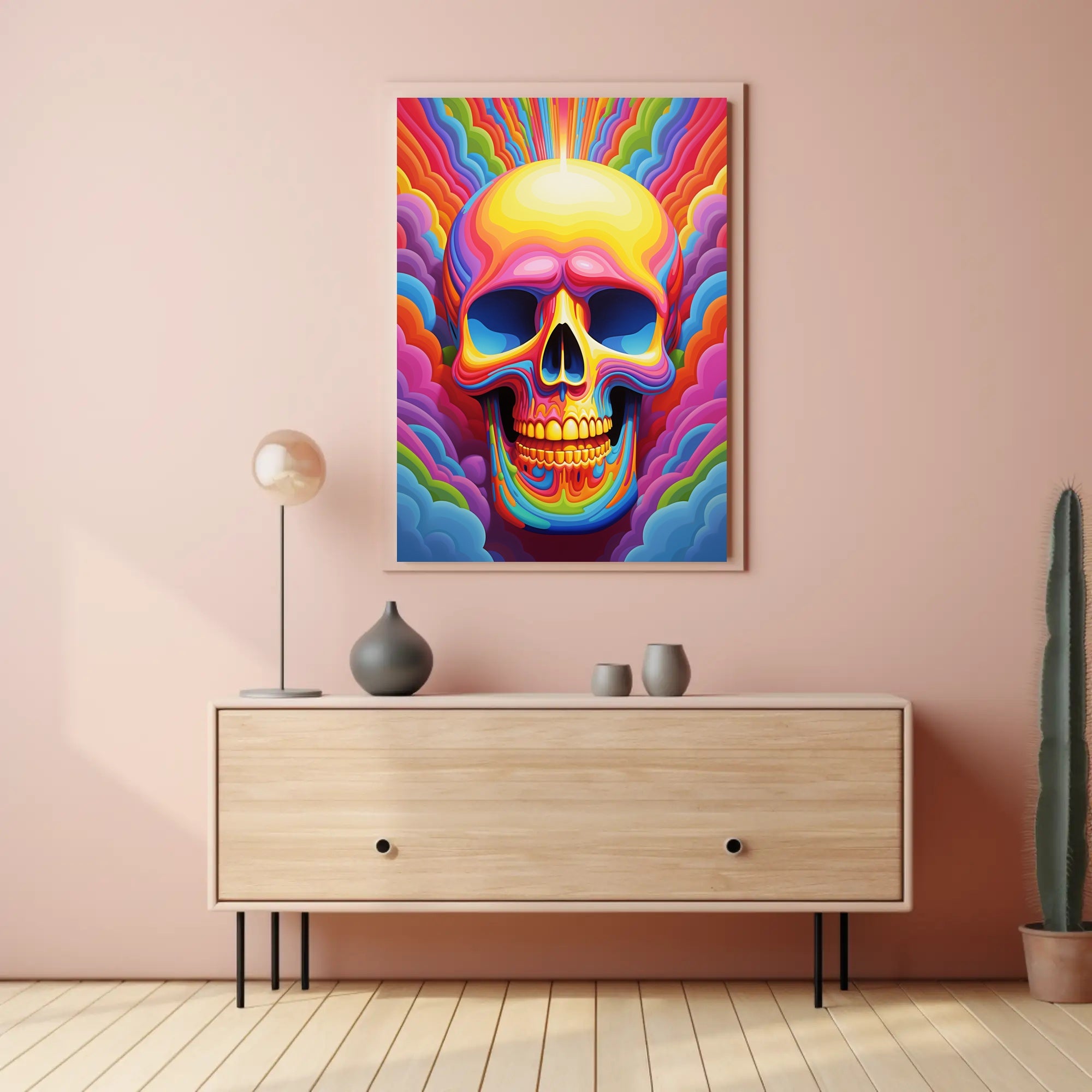 Vivid Skull Illusion Poster PosterGoat
