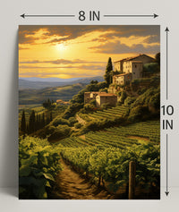 Tuscan Vineyard At Sunset Poster