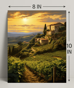 Tuscan Vineyard At Sunset Poster