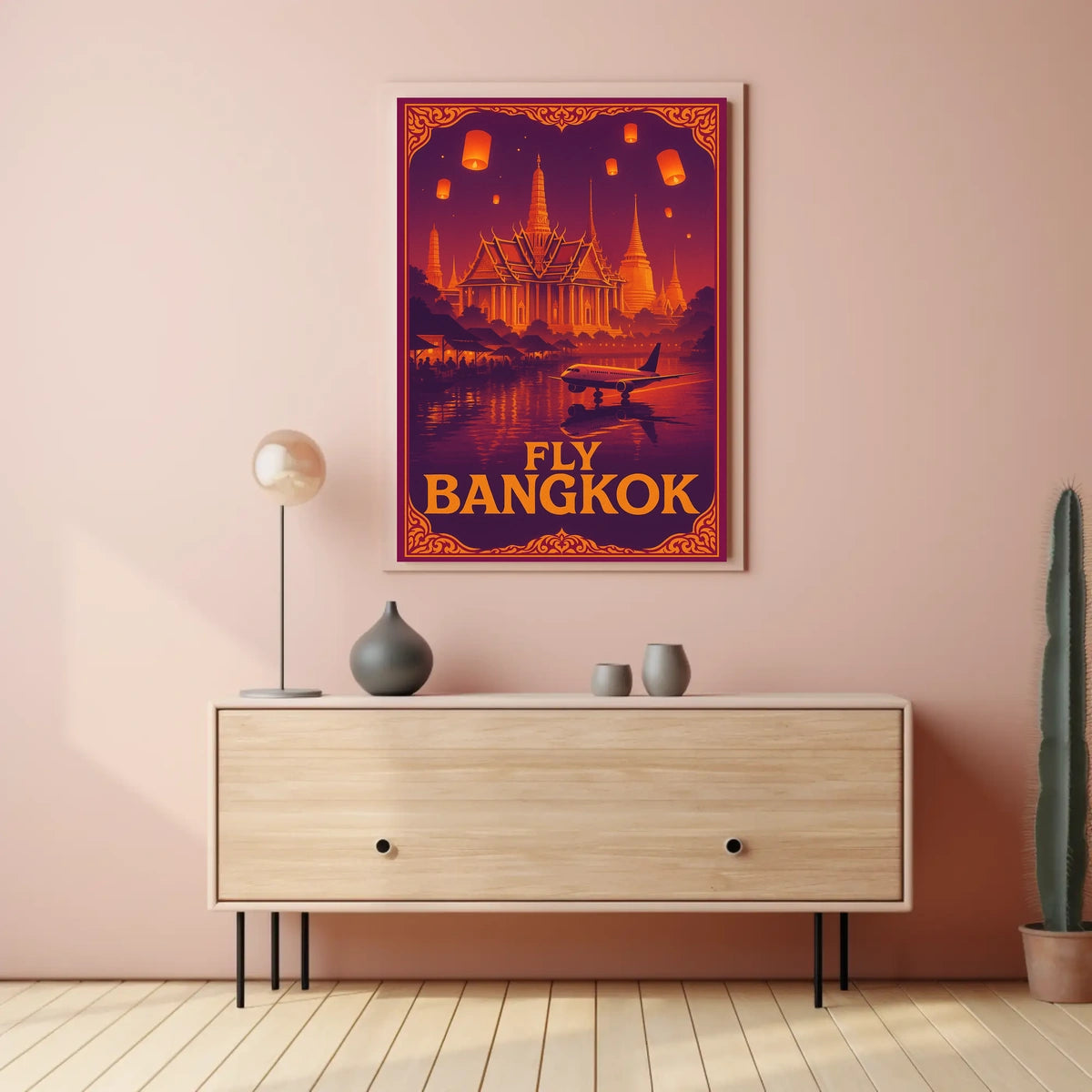 Bangkok Evening Glow Vintage Travel Poster