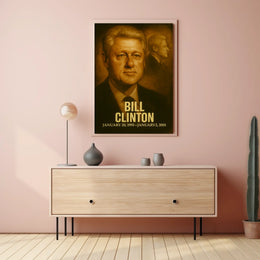 Bill Clinton Poster Vintage Analog Film Aesthetic Presidential Portrait Wall Art Print USA History