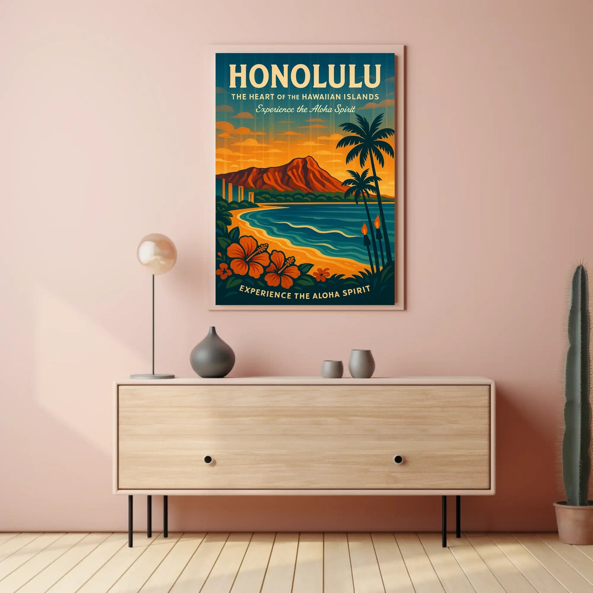 Honolulu Aloha Spirit Vintage Travel Poster Art