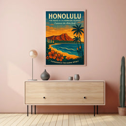 Honolulu Aloha Spirit Vintage Travel Poster Art