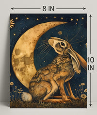 Moonlit Hare Fantasy: Whimsical Animal Nighttime Poster