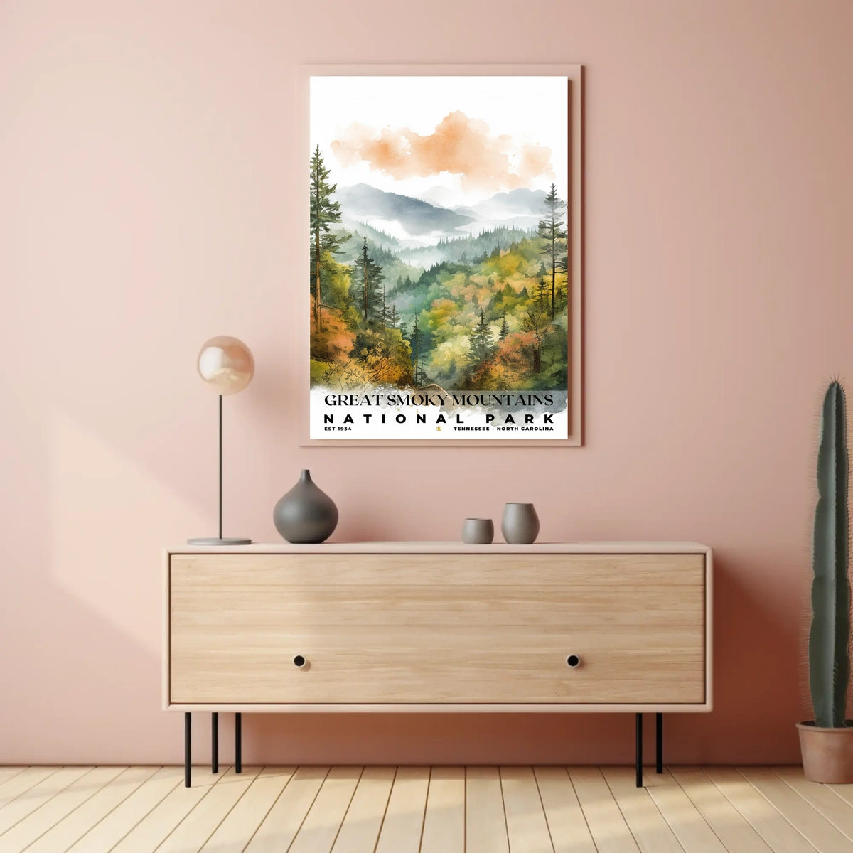 Great Smoky Mountains Watercolor Wall Art Poster