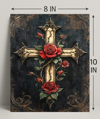 Roses And Cross Poster