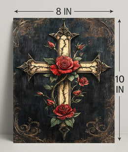 Roses And Cross Poster