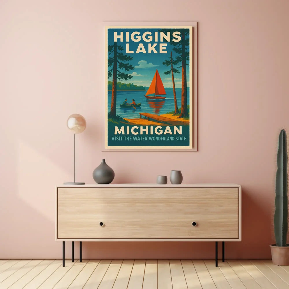Higgins Lake Vintage Travel Poster PosterGoat