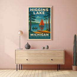 Higgins Lake Vintage Travel Poster PosterGoat