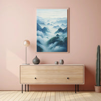 Serene Mountain Landscape Artwork with Tranquil Nature Poster