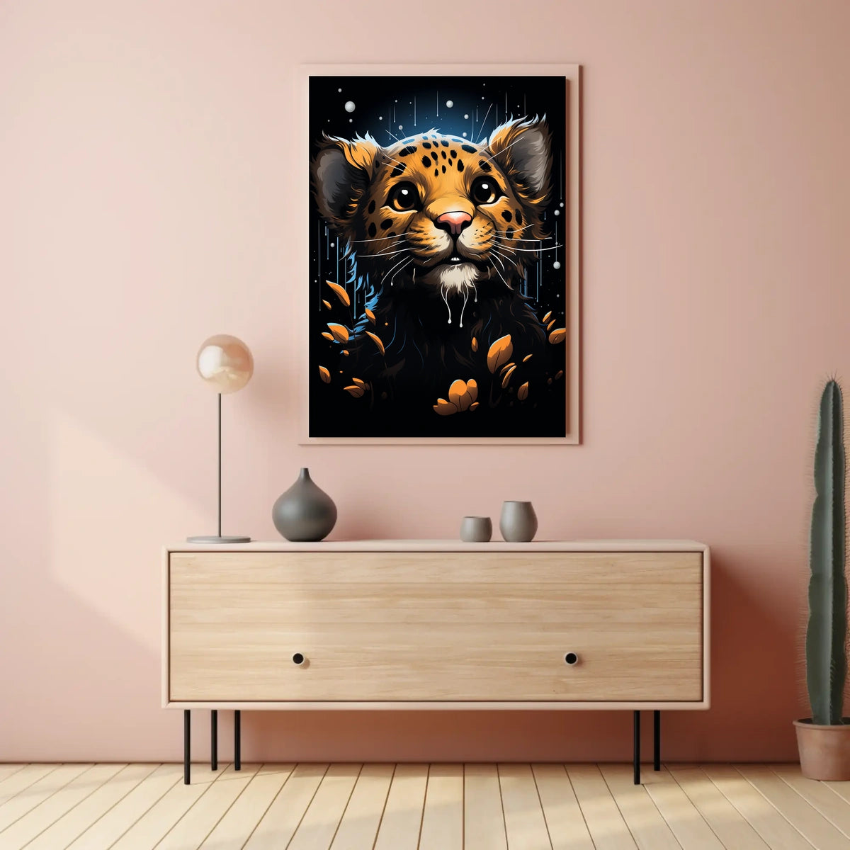 Leopard Fantasy Art Poster: Whimsical Wildlife Magic