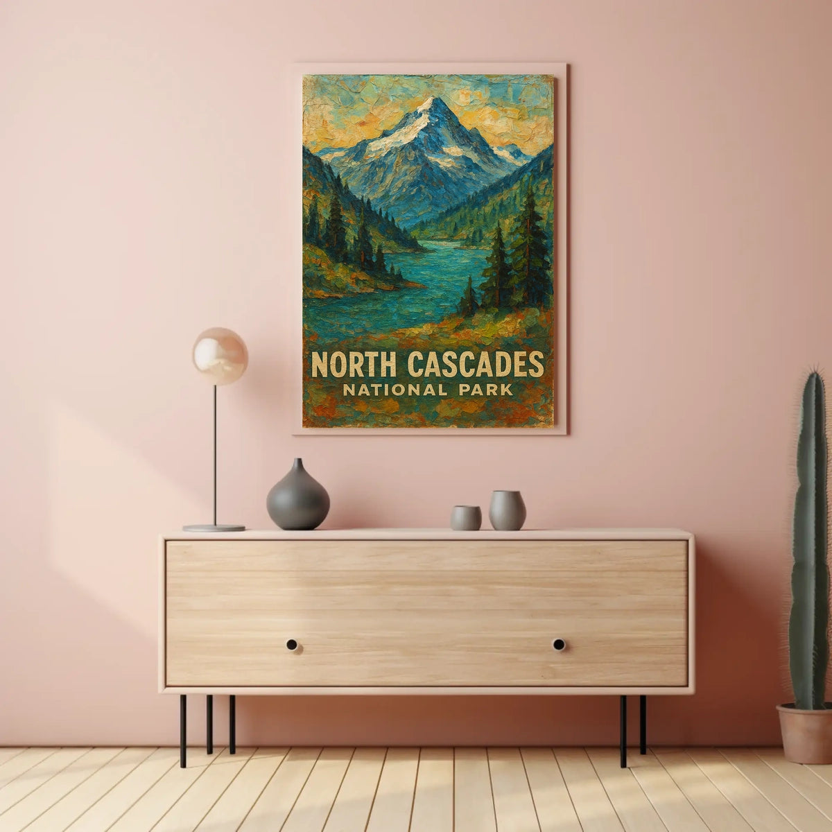 North Cascades National Park Scenic Landscape Art Vintage Ads Wanderlust Nature Poster