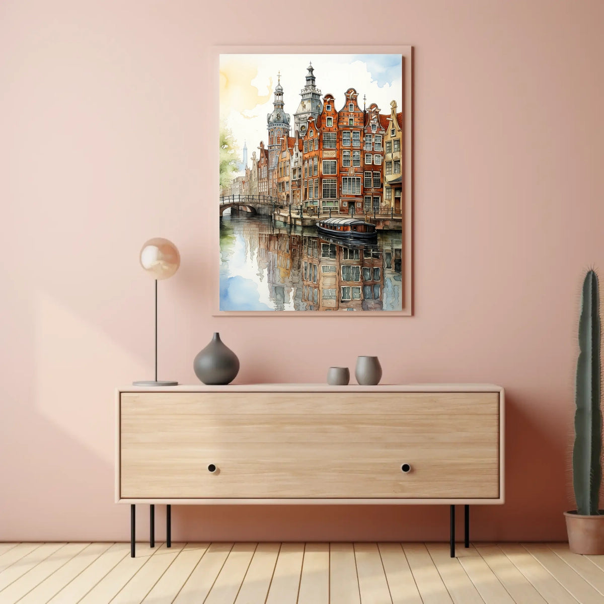 Amsterdam Canal Scene Classic Dutch Architecture Travel Poster