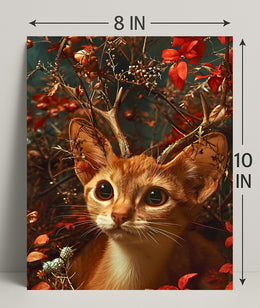 Whimsical Cat Antler Enchantment Fantasy or Mythology Poster
