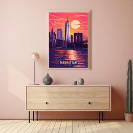 Manhattan Skyline at Sunset Poster