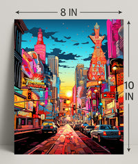 Neon Cityscape At Dusk Poster