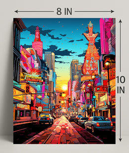 Neon Cityscape At Dusk Poster