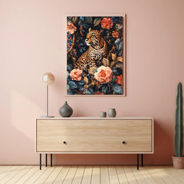 Majestic Leopard Floral Wall Art Print