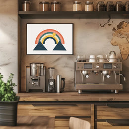 Abstract Rainbow and Geometric Mountains Art Poster