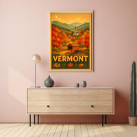 Vermont Autumn Scenic Poster Wall Art Print